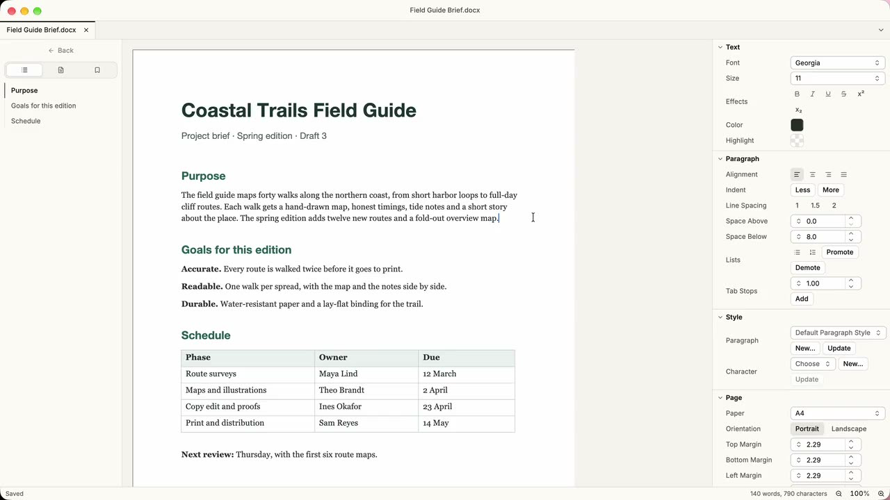 ElyDoc 官方演示:文档编辑窗口与 Field Guide Brief 文档