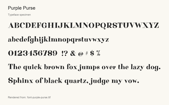 Typeface specimen rendered from the distributed font