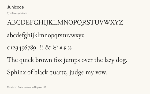 Typeface specimen rendered from the distributed font