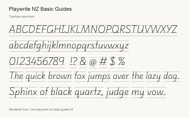 Typeface specimen rendered from the distributed font