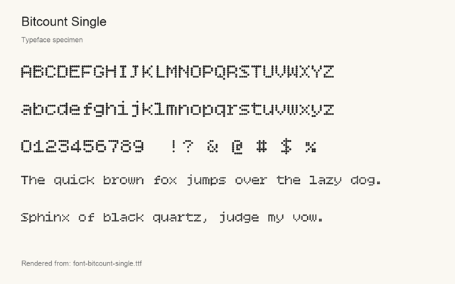 Typeface specimen rendered from the distributed font