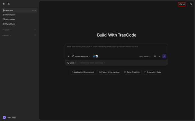 Official TRAE guide example: Agent welcome screen with Mac shortcuts; not a current-version test.