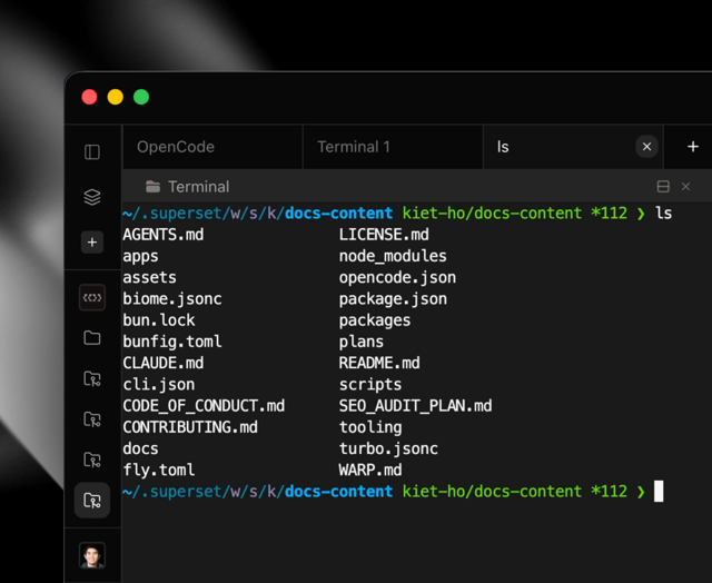 Official documentation: macOS terminal tabs in a Superset workspace.
