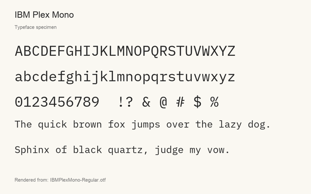 Typeface specimen rendered from the distributed font