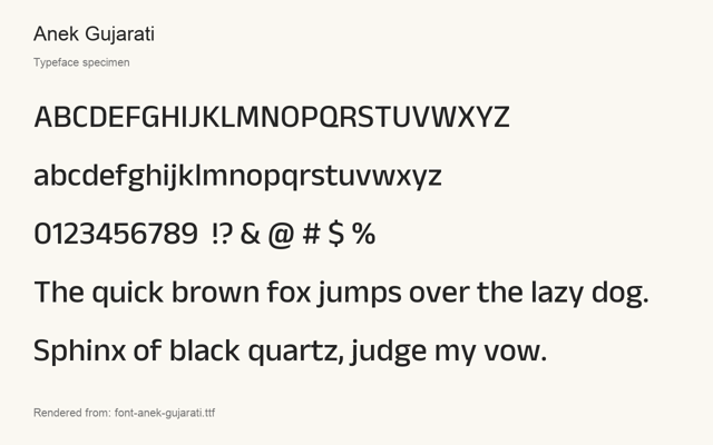 Typeface specimen rendered from the distributed font