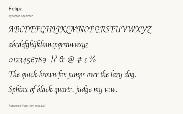 Typeface specimen rendered from the distributed font