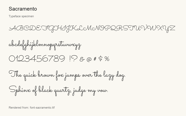 Typeface specimen rendered from the distributed font