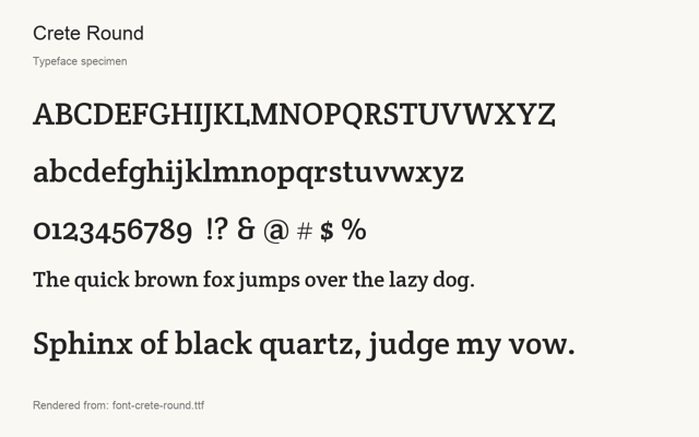 Typeface specimen rendered from the distributed font