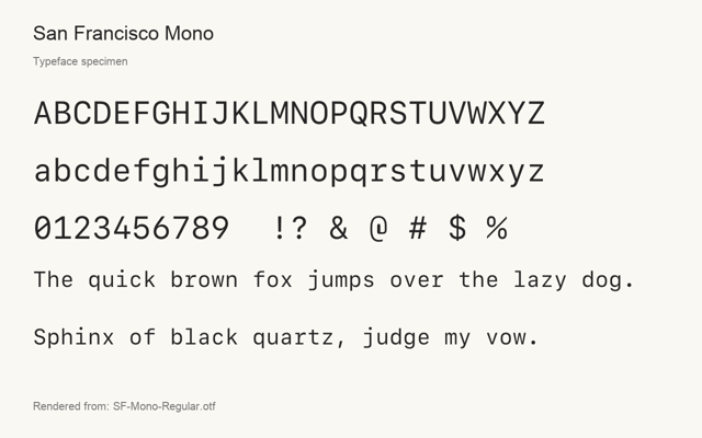 Typeface specimen rendered from the distributed font