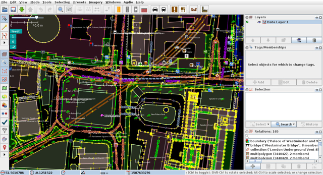 JOSM map-editing interface from official documentation; map data © OpenStreetMap contributors
