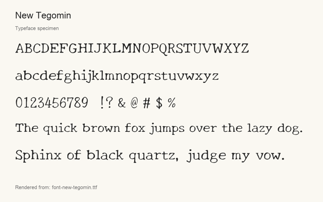 Typeface specimen rendered from the distributed font
