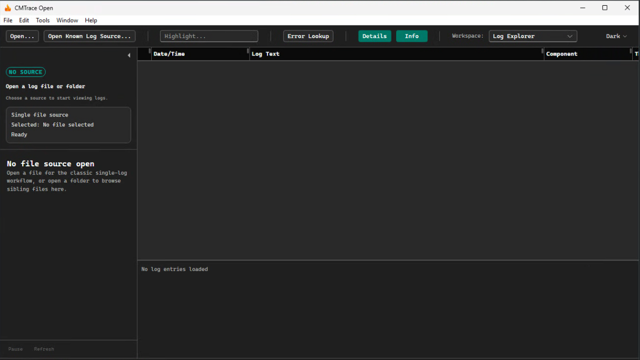 Official CMTrace Open interface on Windows.