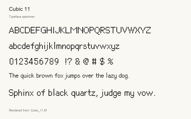 Typeface specimen rendered from the distributed font