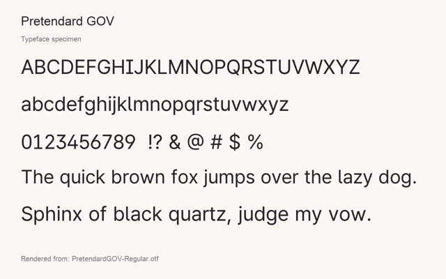 Typeface specimen rendered from the distributed font