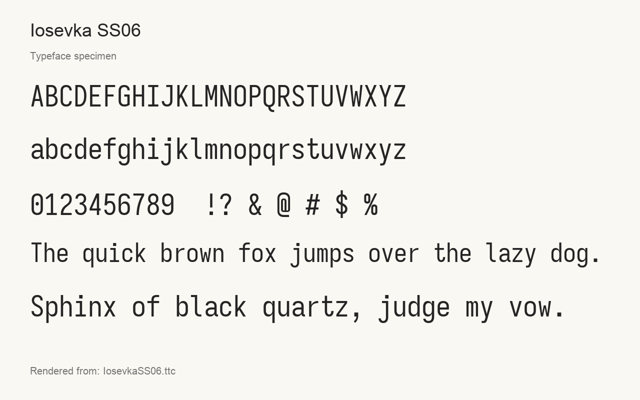 Typeface specimen rendered from the distributed font