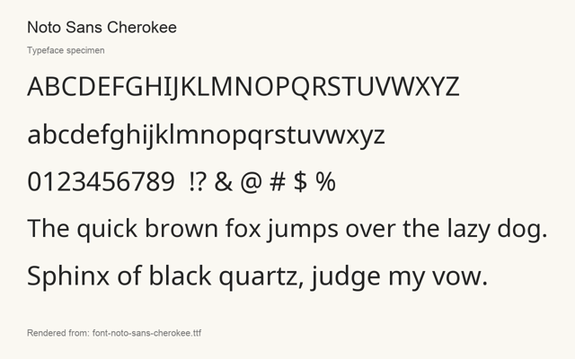 Typeface specimen rendered from the distributed font