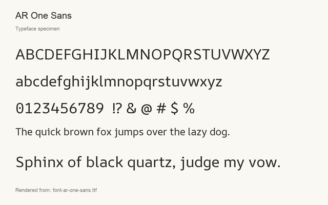 Typeface specimen rendered from the distributed font