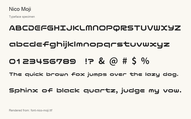 Typeface specimen rendered from the distributed font