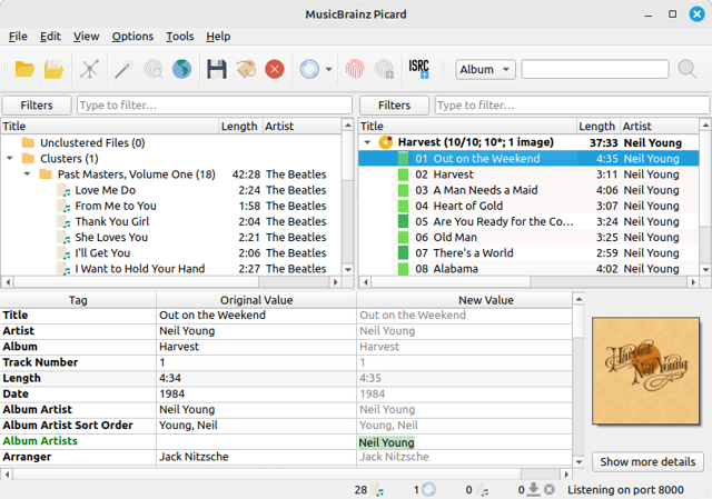 Official MusicBrainz Picard website screenshot of the main window; not verified as the latest macOS build.