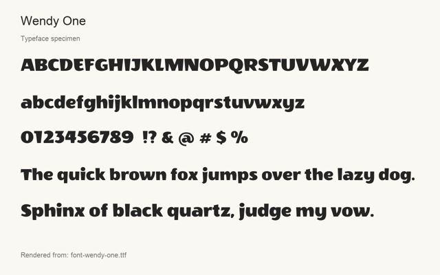 Typeface specimen rendered from the distributed font