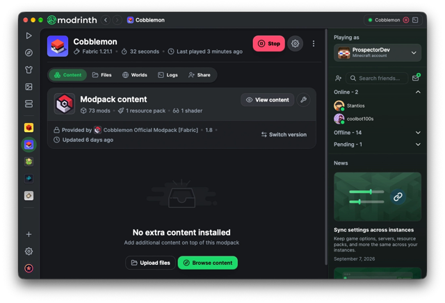 Instance content management on macOS — official screenshot