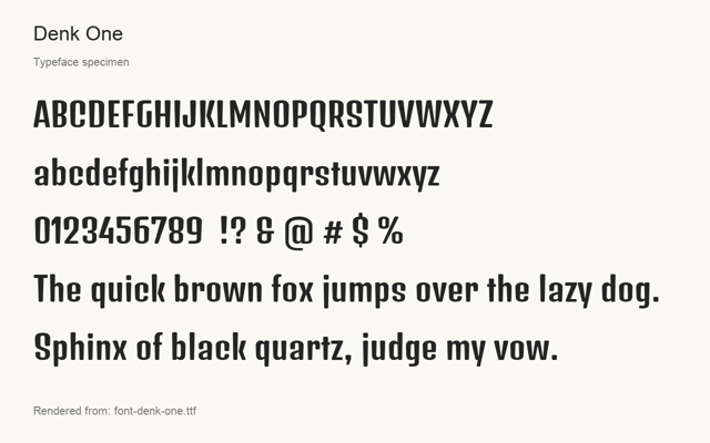 Typeface specimen rendered from the distributed font