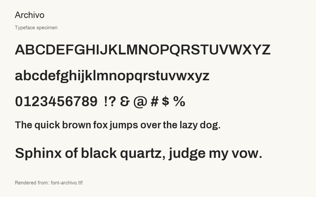 Typeface specimen rendered from the distributed font