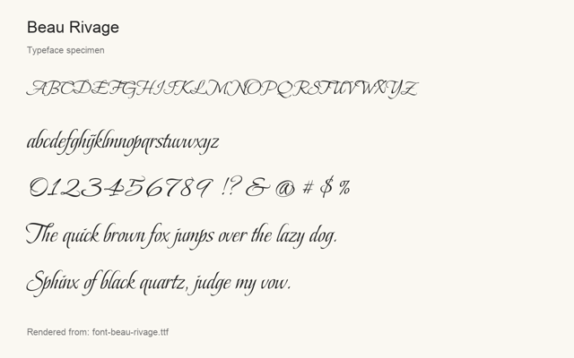 Typeface specimen rendered from the distributed font