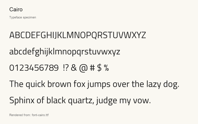 Typeface specimen rendered from the distributed font