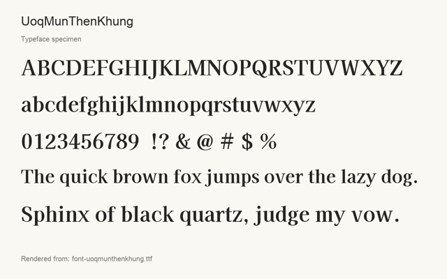 Typeface specimen rendered from the distributed font