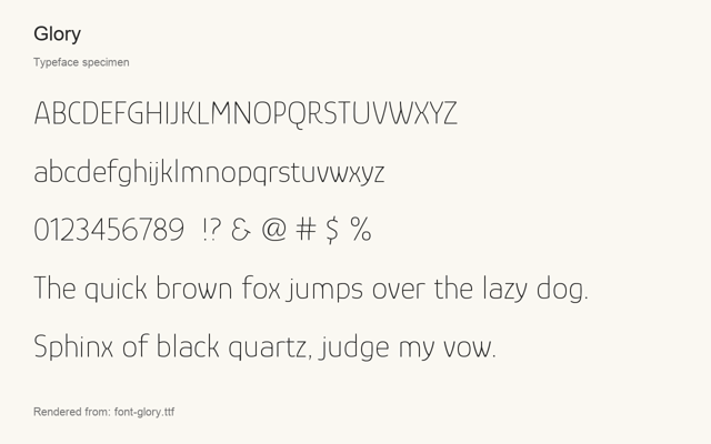 Typeface specimen rendered from the distributed font
