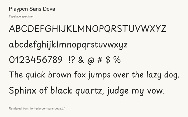 Typeface specimen rendered from the distributed font