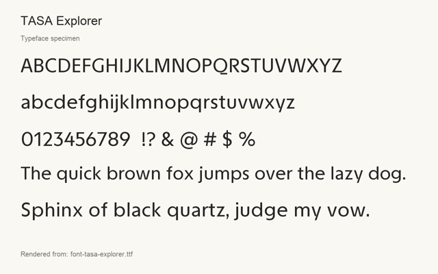 Typeface specimen rendered from the distributed font
