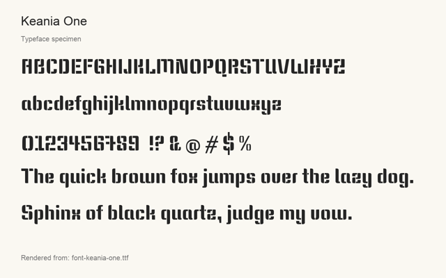 Typeface specimen rendered from the distributed font