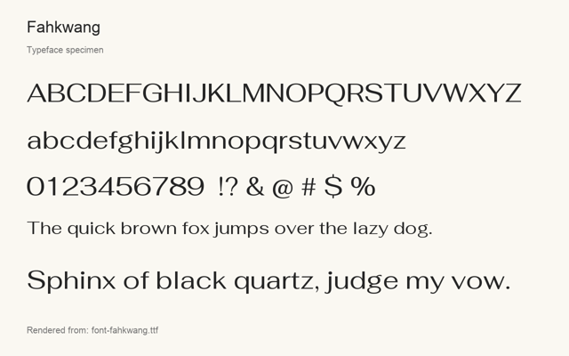 Typeface specimen rendered from the distributed font
