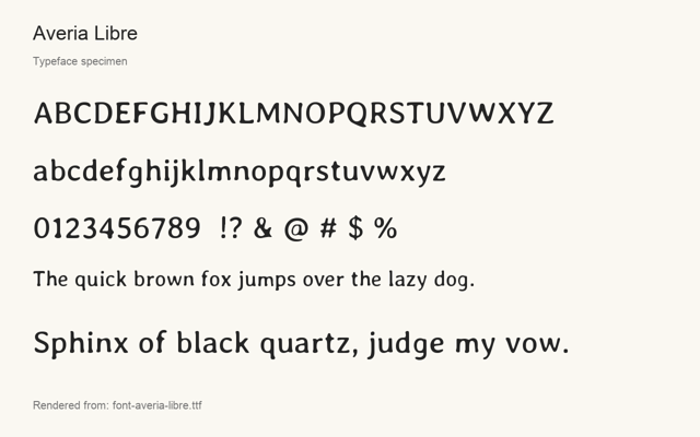 Typeface specimen rendered from the distributed font