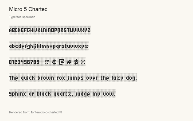 Typeface specimen rendered from the distributed font