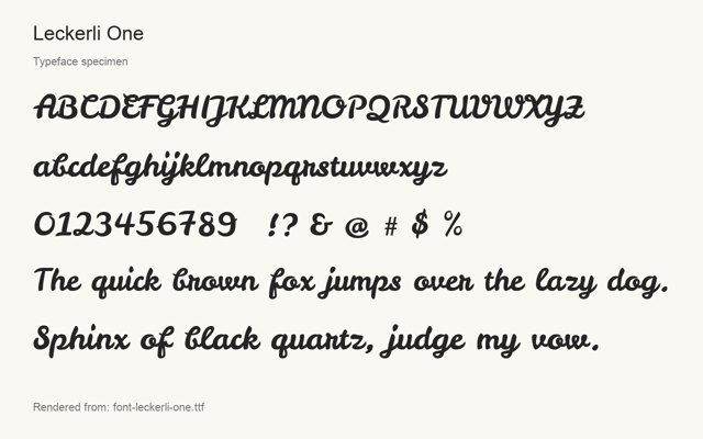Typeface specimen rendered from the distributed font