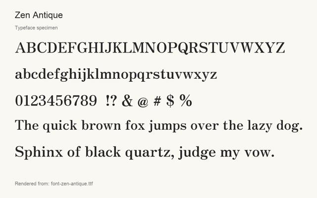 Typeface specimen rendered from the distributed font