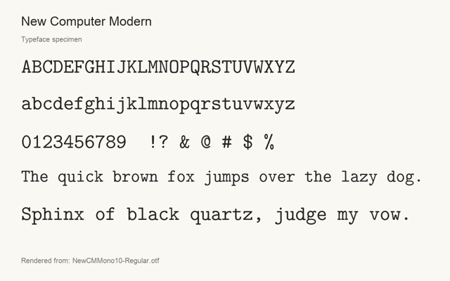 Typeface specimen rendered from the distributed font