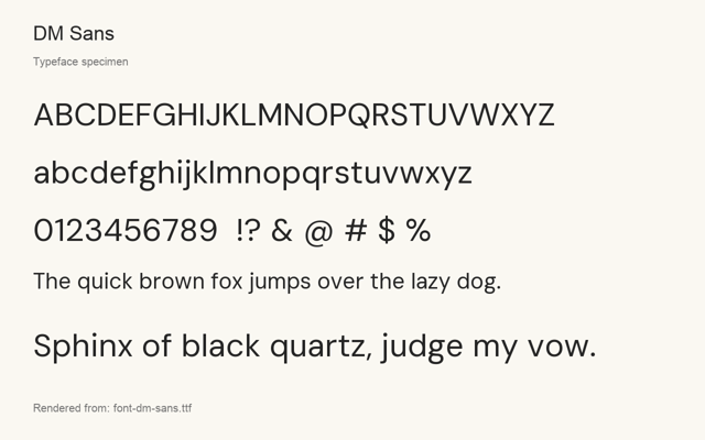 Typeface specimen rendered from the distributed font