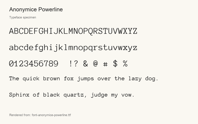 Typeface specimen rendered from the distributed font