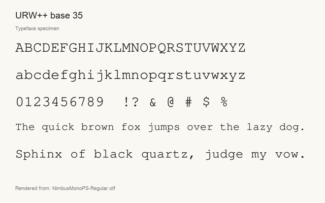 Typeface specimen rendered from the distributed font