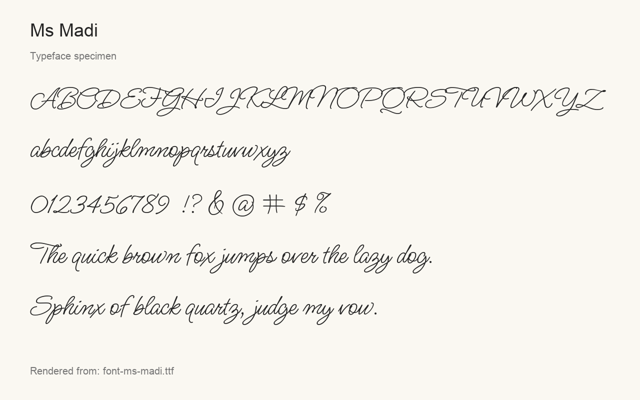 Typeface specimen rendered from the distributed font