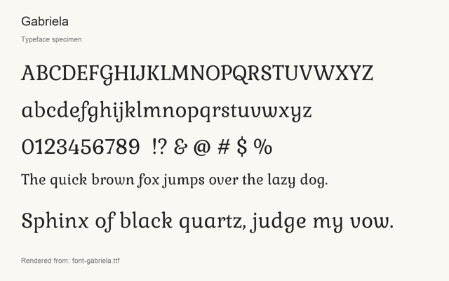 Typeface specimen rendered from the distributed font