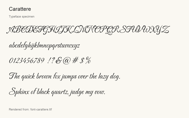 Typeface specimen rendered from the distributed font