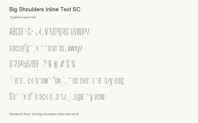 Typeface specimen rendered from the distributed font