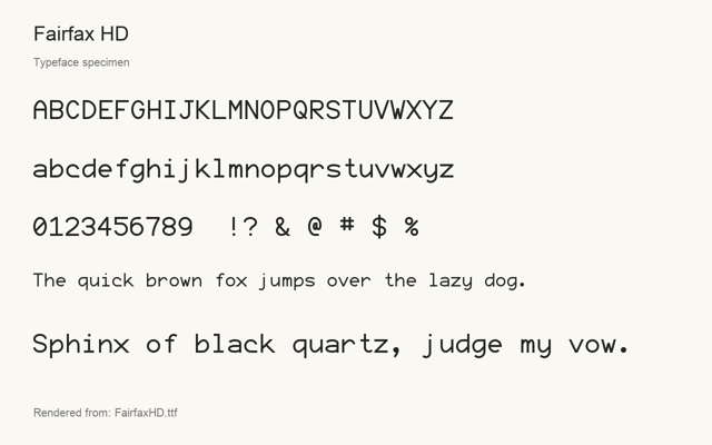 Typeface specimen rendered from the distributed font
