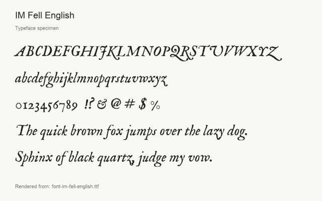 Typeface specimen rendered from the distributed font
