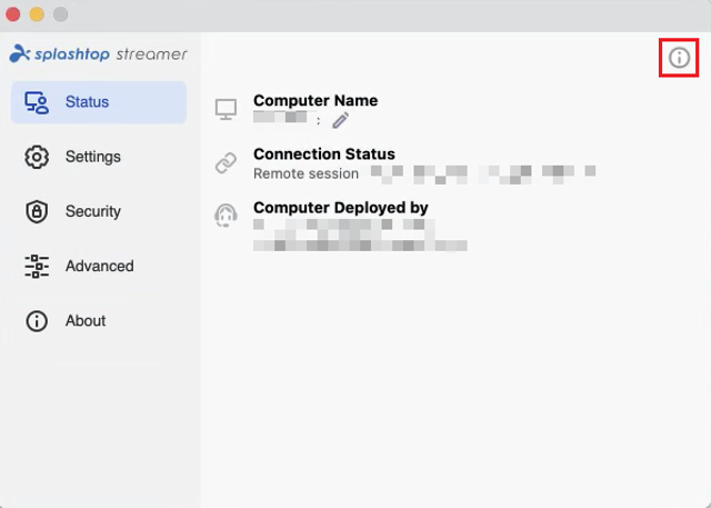 Streamer status on macOS with the permissions helper highlighted — official Splashtop documentation